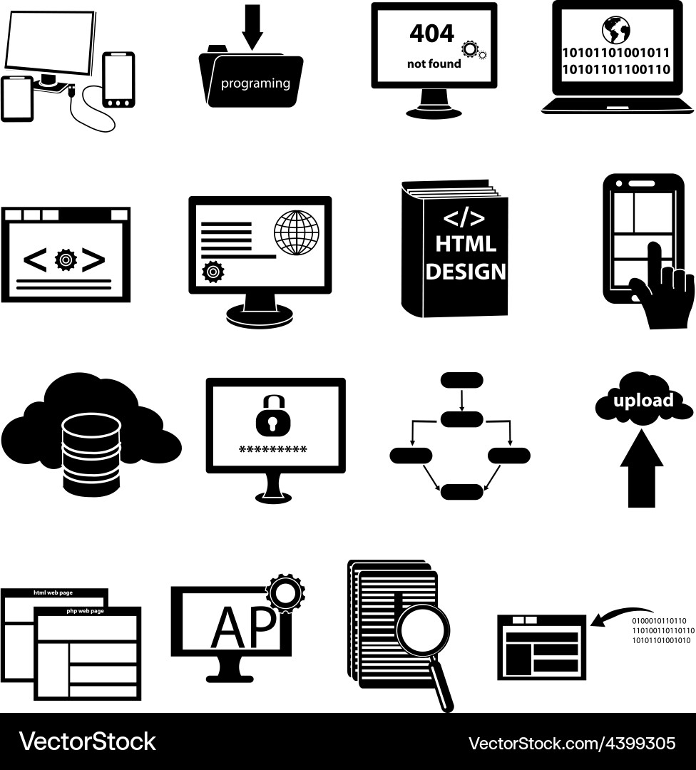 Programming & Web Icons Set vector image