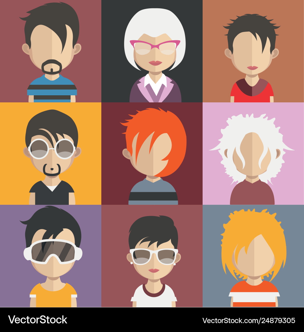 Set colorful avatars characters Vector Image