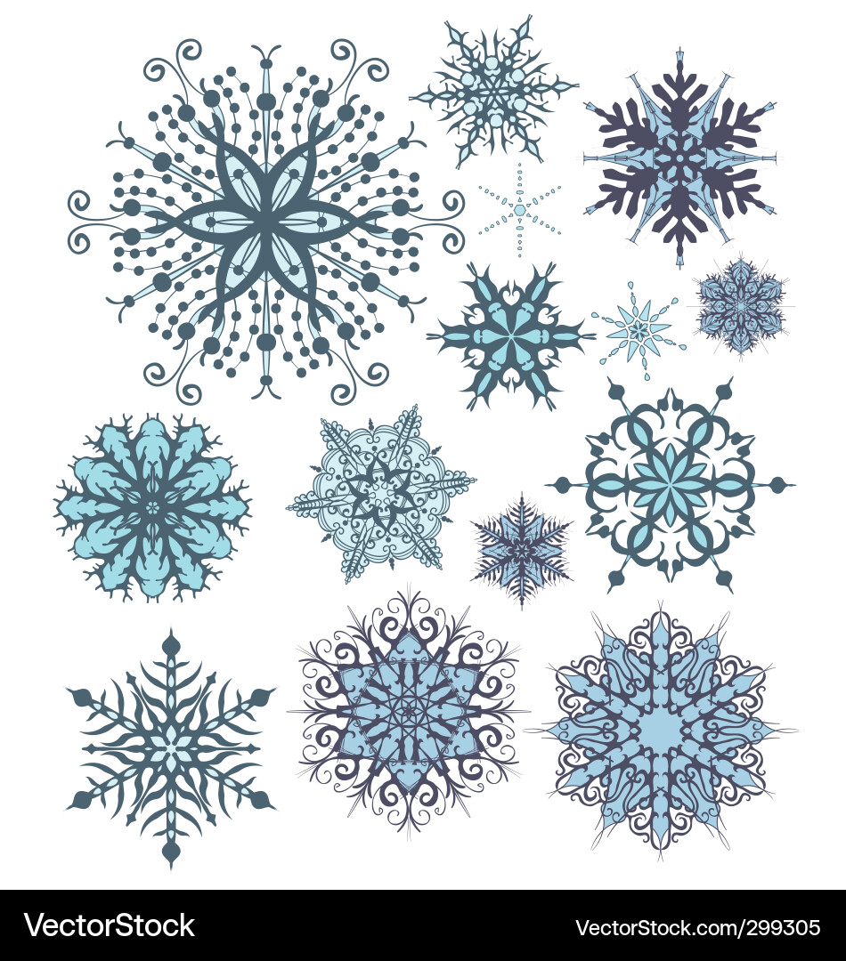 Snowflake design collection vector image