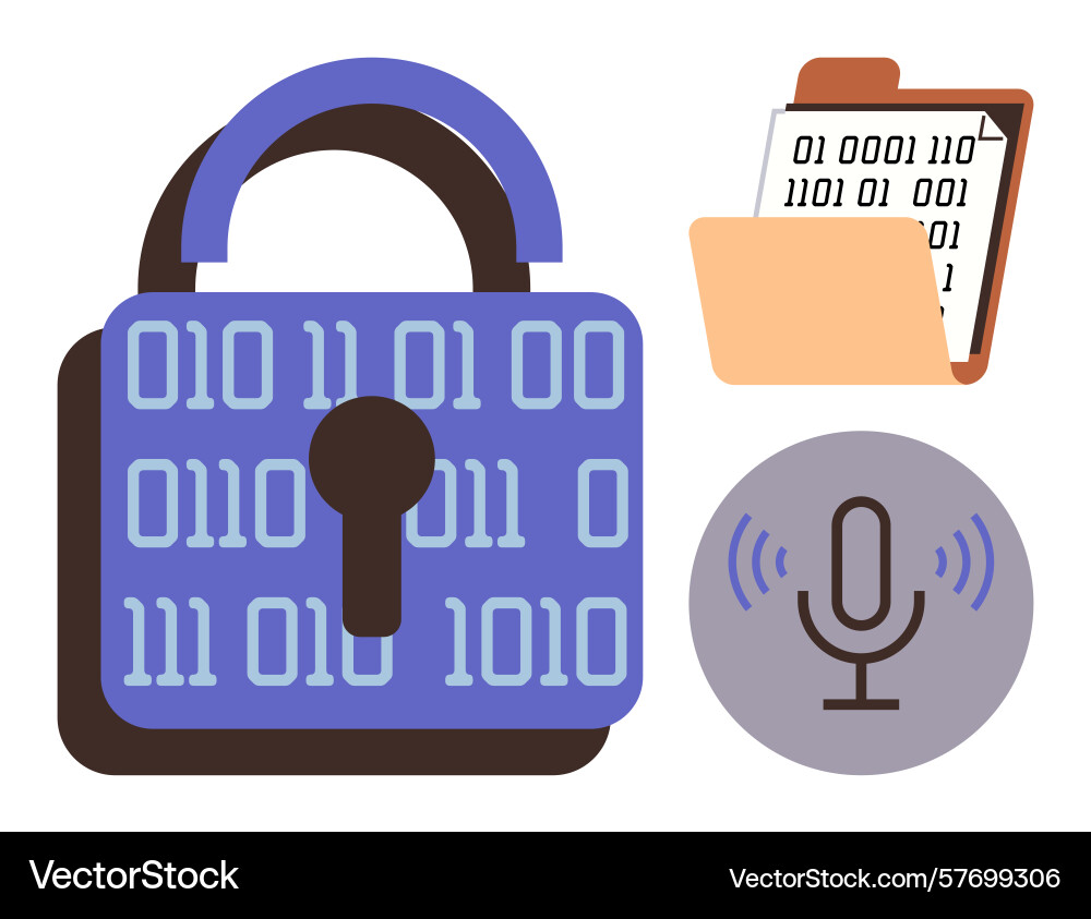 Cybersecurity concept with lock data folder vector image