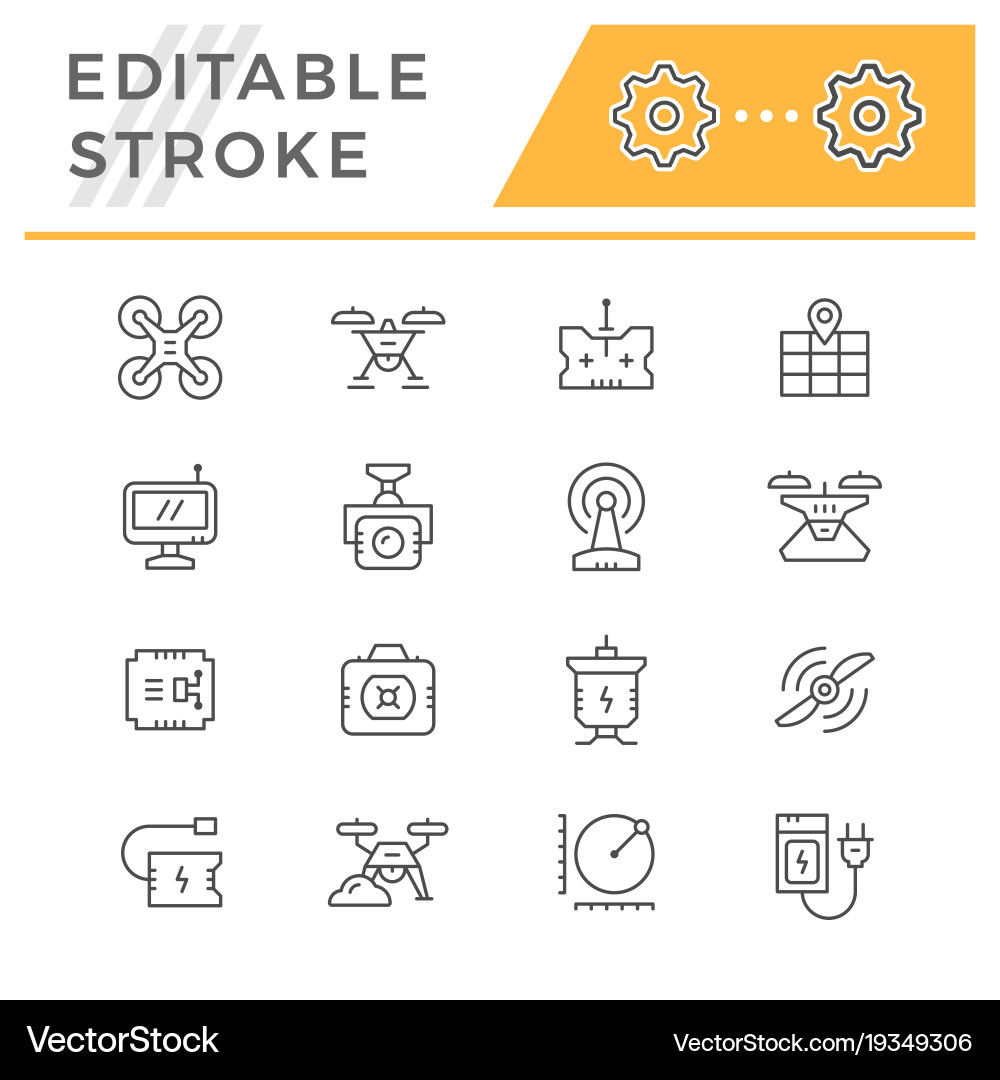 Drone Multicopter Icons Set Vector Image