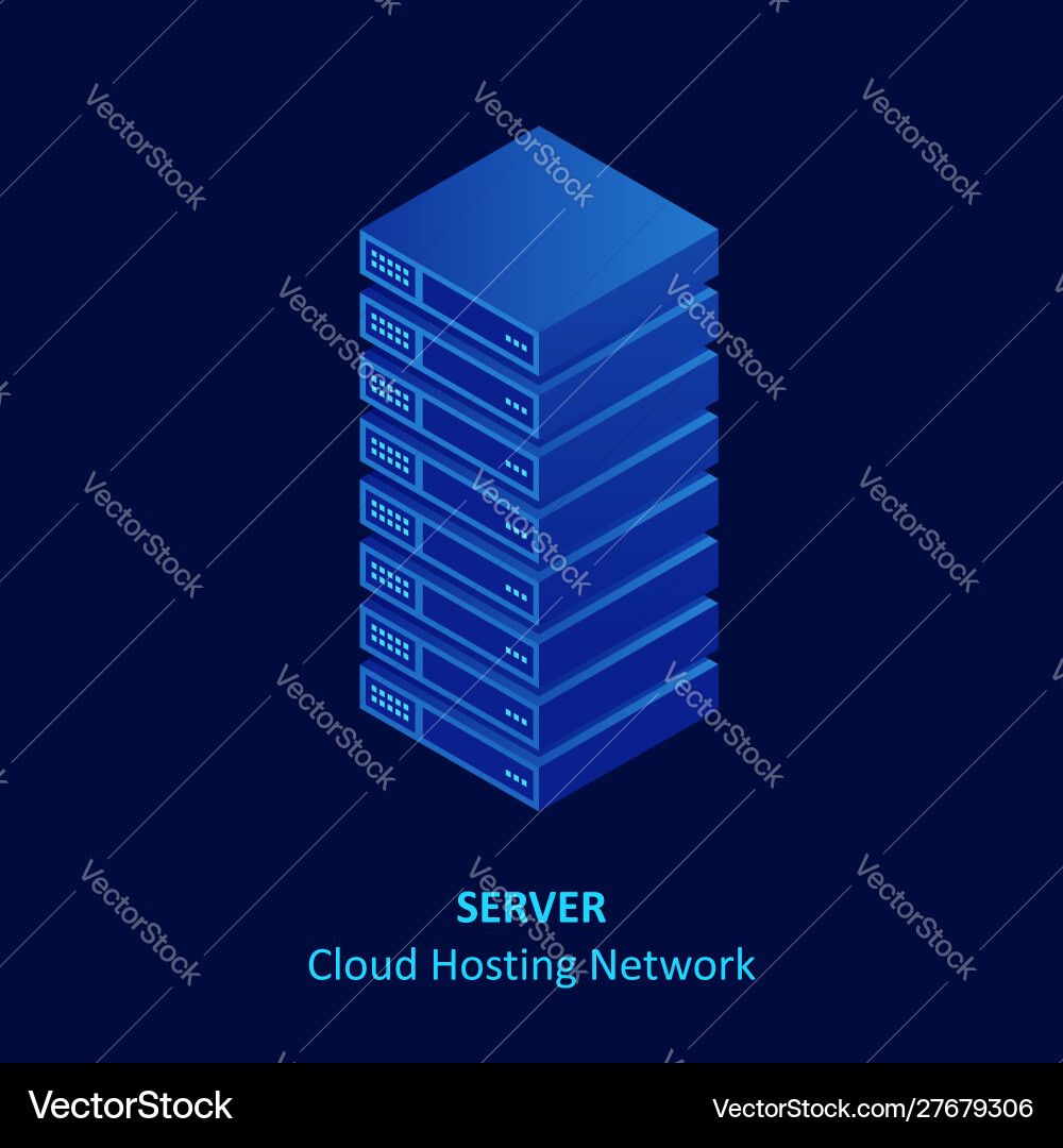 Isometric cloud server isolated on blue data Isometric cloud server isolated on blue data vector image