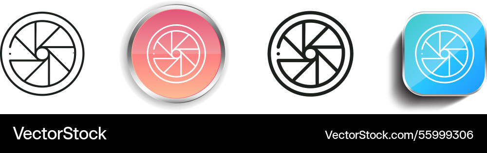 Lens icon thin linear regular and button style vector image
