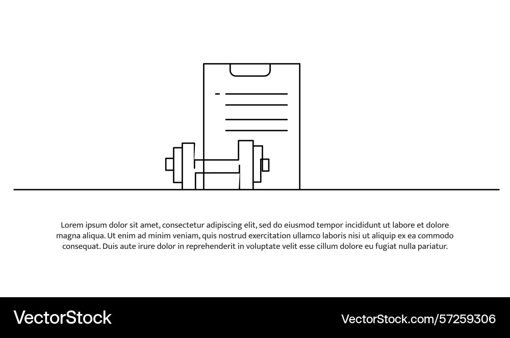 One line fitness program abstract minimal Vector Image