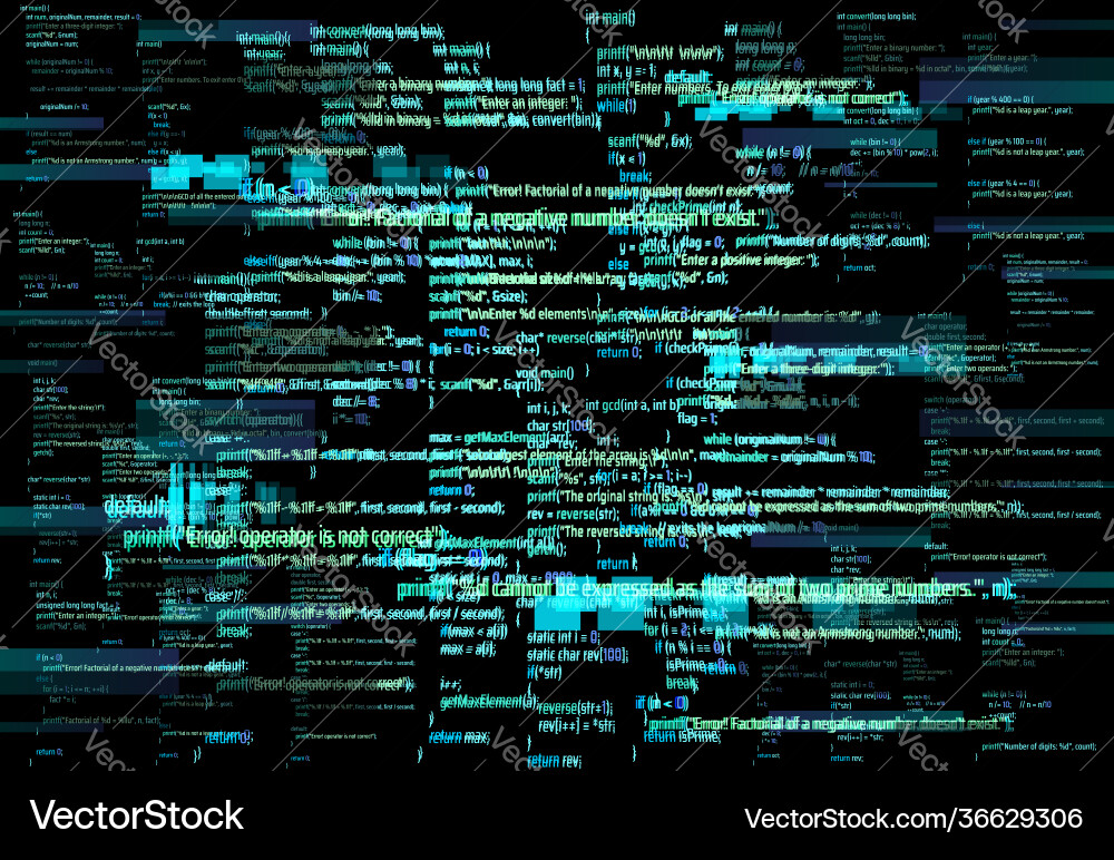Programmer screen glitch software error Royalty Free Vector