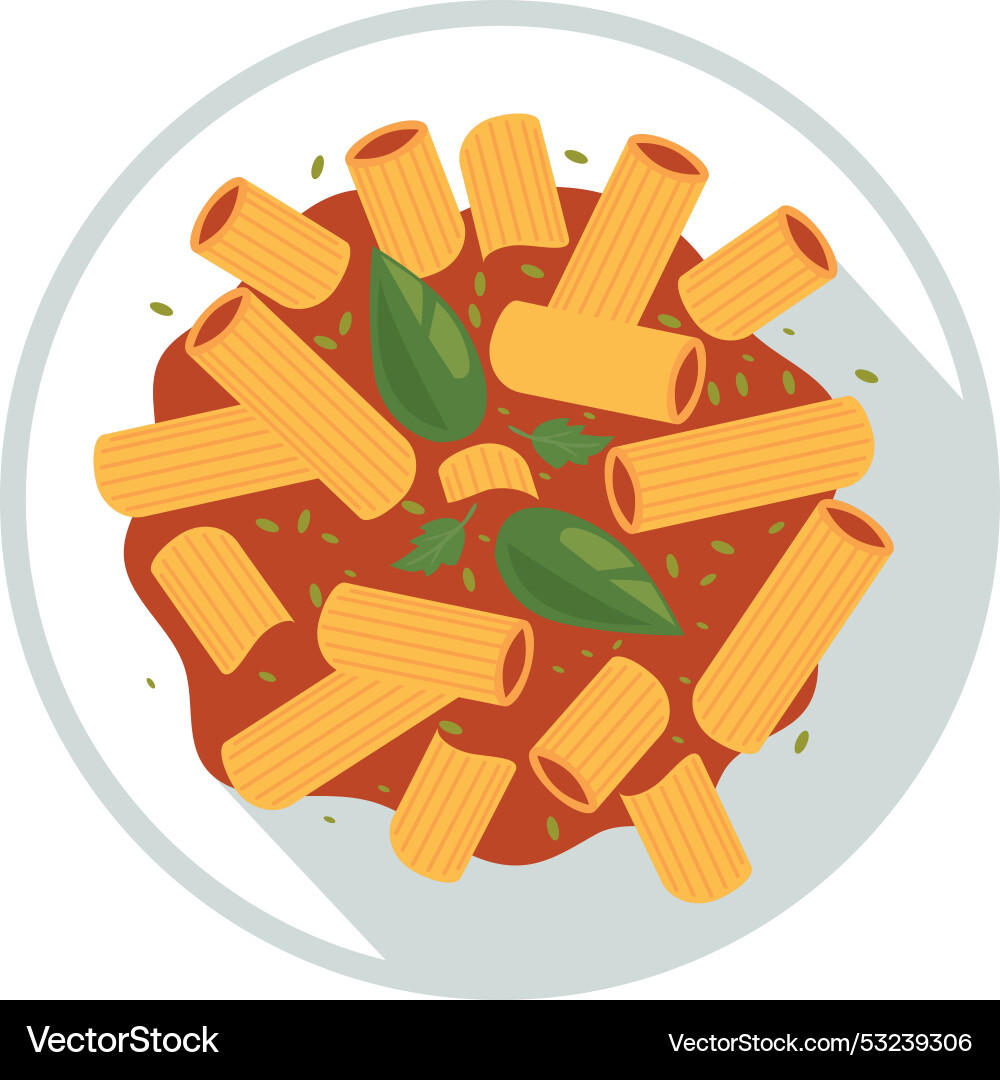 Rigatoni pasta and tomato sauce Vector Image