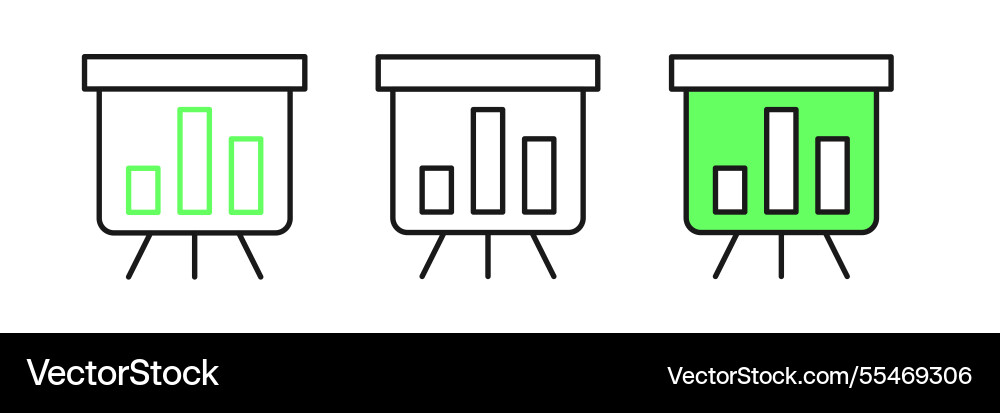Set line board with graph chart icon isolated Set line board with graph chart icon isolated vector image