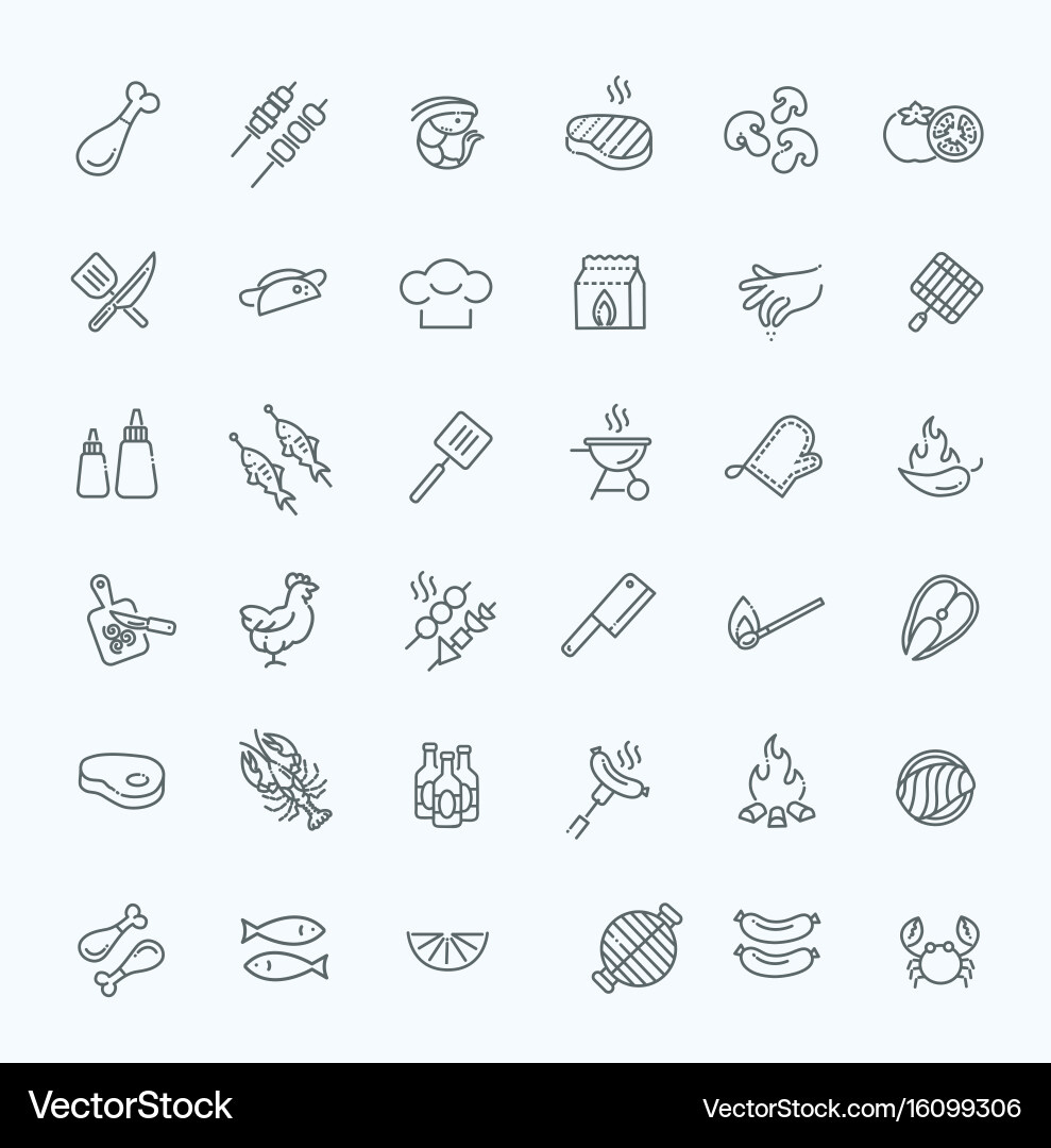 Simple set of barbecue related line icons vector image