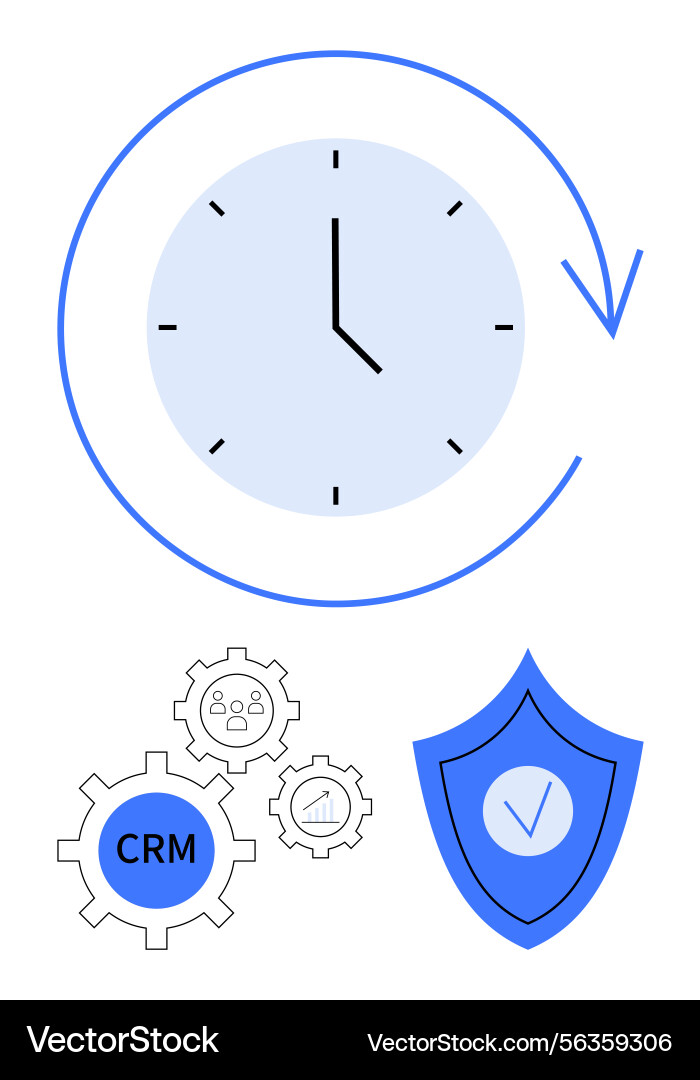 Time management with crm and data security Time management with crm and data security vector image