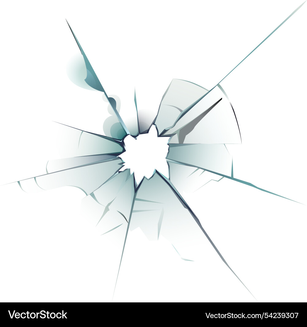 Broken glass pane with sharp edges creating Vector Image