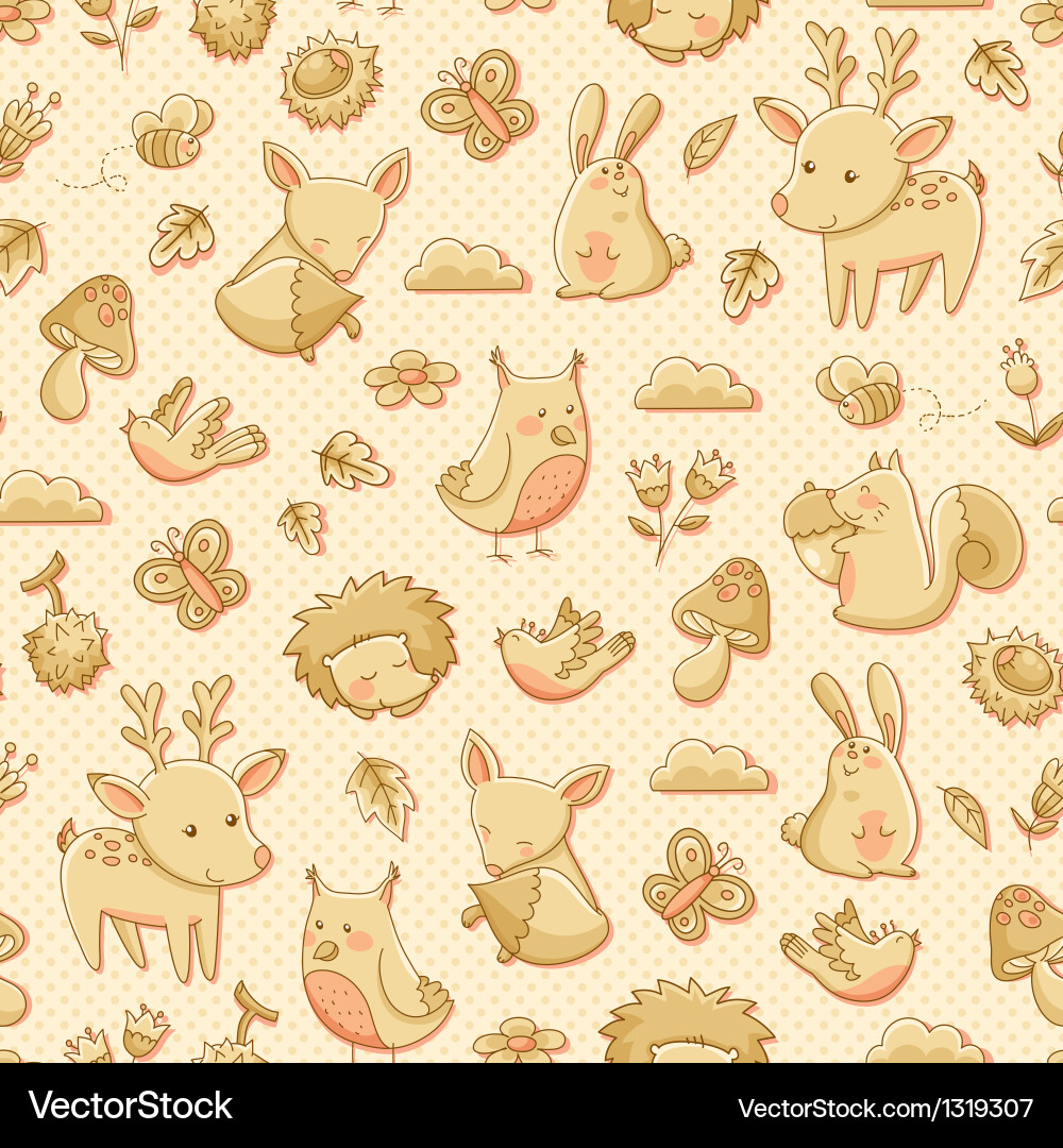 Charming Forest Animal Pattern Vector Image