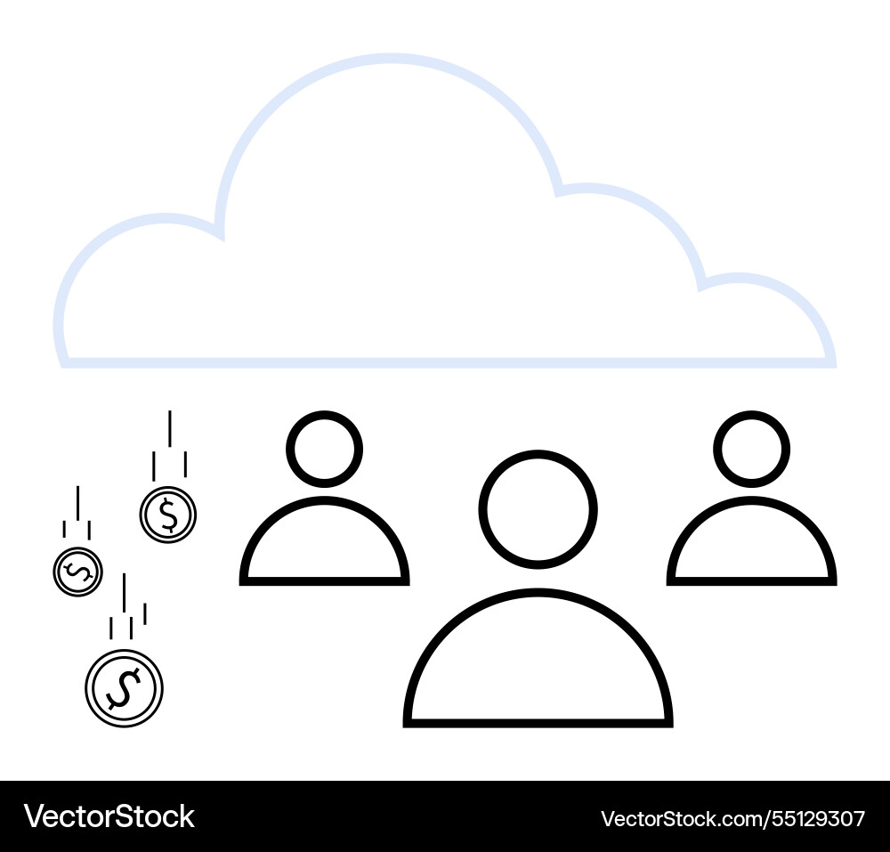 Cloud-based revenue generation concept with users Cloud-based revenue generation concept with users Vector Image