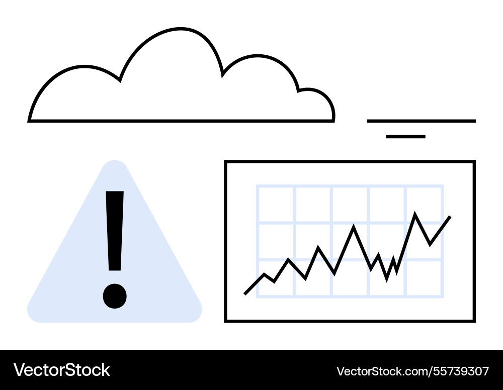 Cloud data warning with rising chart indicating Cloud data warning with rising chart indicating vector image