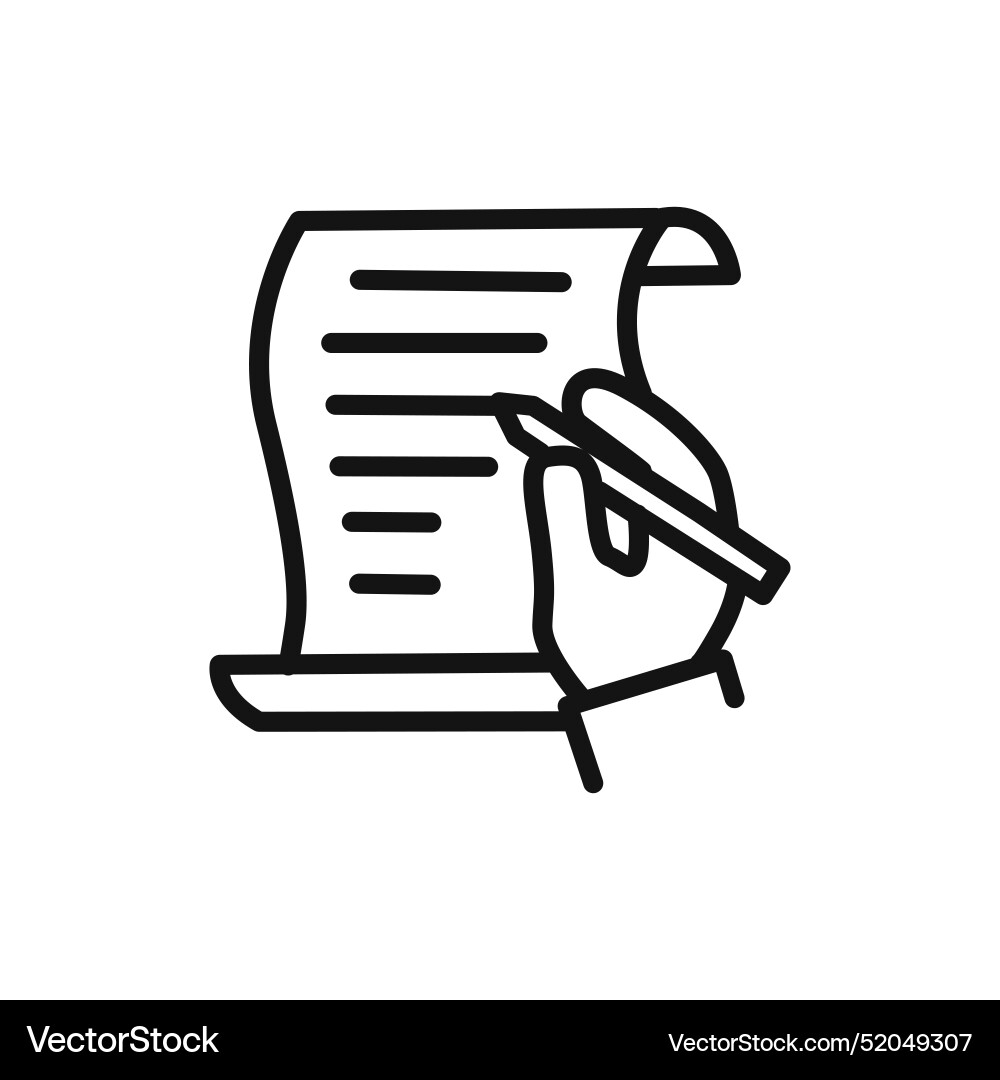 Contract signing icon linear graphics sign Contract signing icon linear graphics sign Vector Image