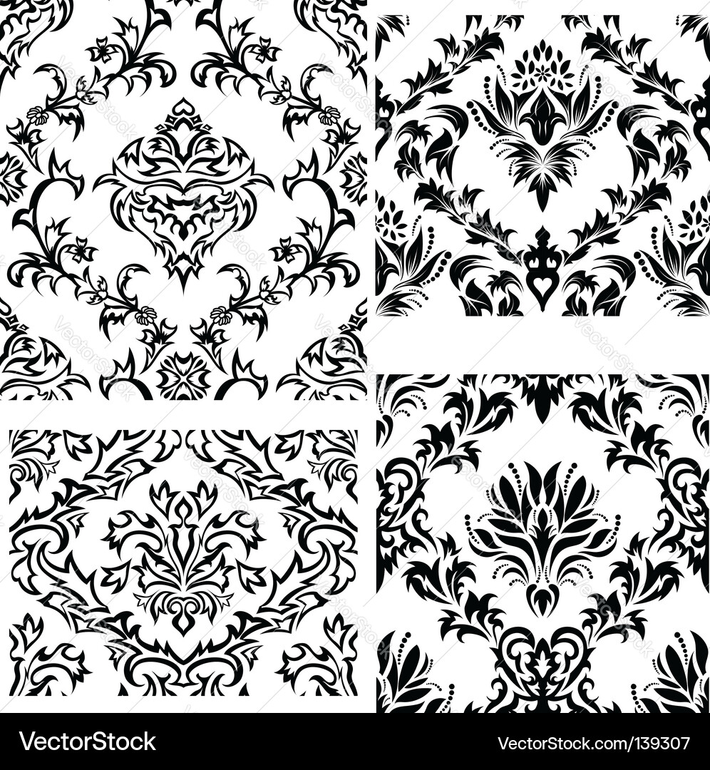 Damask patterns set Vector Image