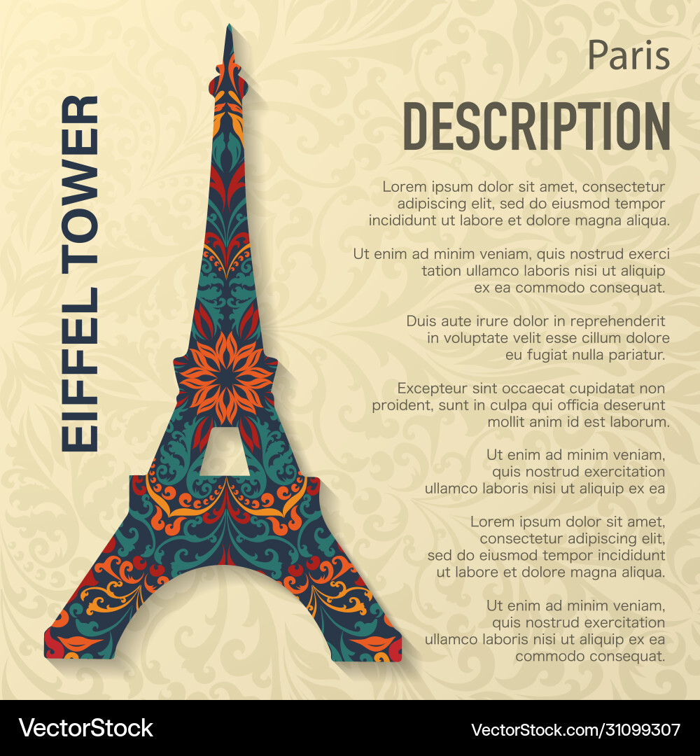 Eiffel tower floral pattern background vector image