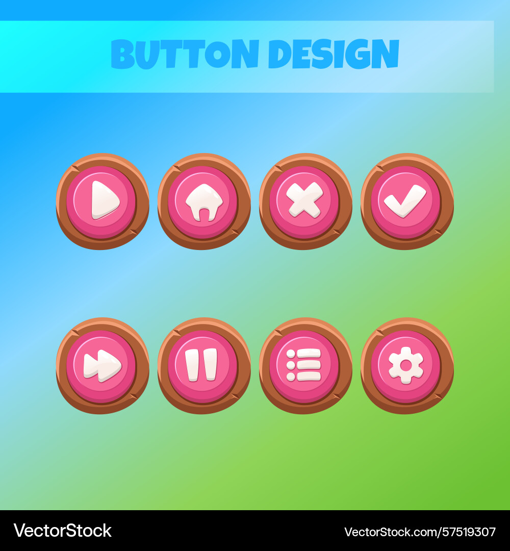 Game ui set of buttons cartoon gui design Game ui set of buttons cartoon gui design vector image