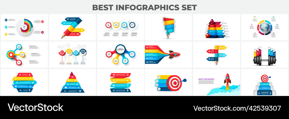 Infographic Data Slides - Target & Growth Vector Image