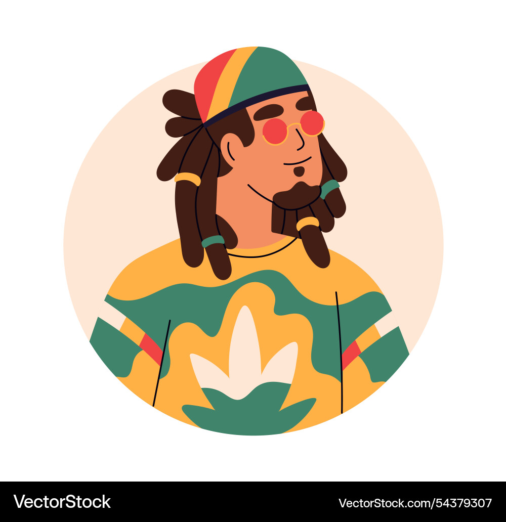 Man with dreadlocks in sunglasses and colorful Vector Image