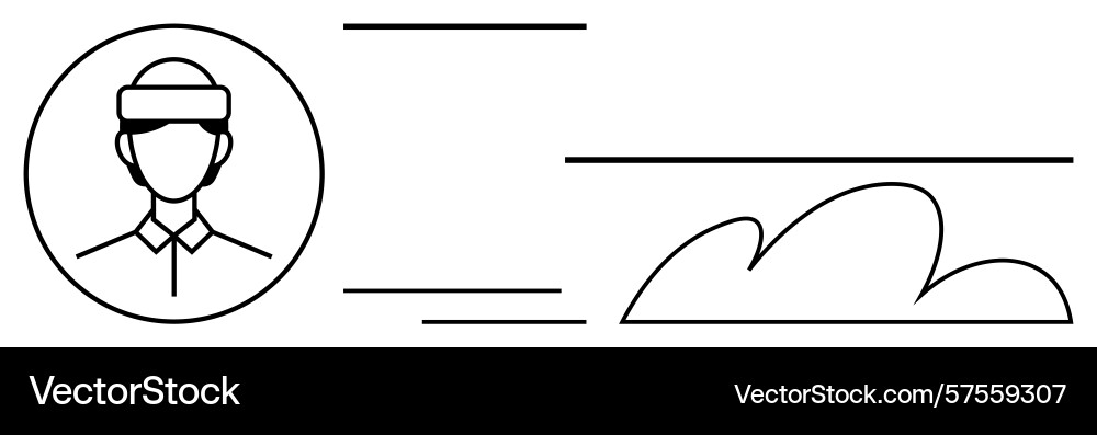 Profile avatar with cloud and lines representing vector image
