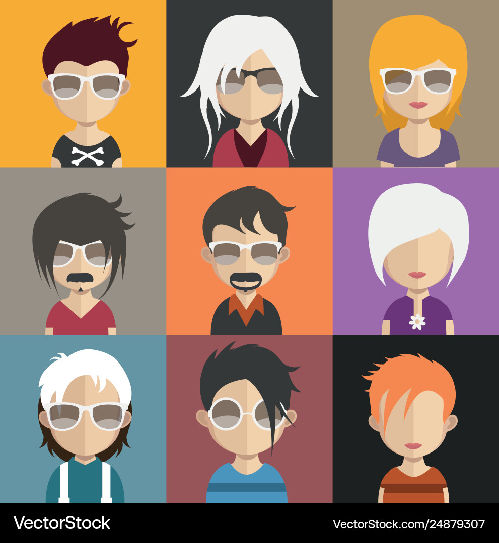 Set colorful avatars characters Vector Image
