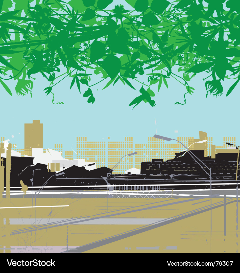 Urban Landscape with Foliage Vector Image