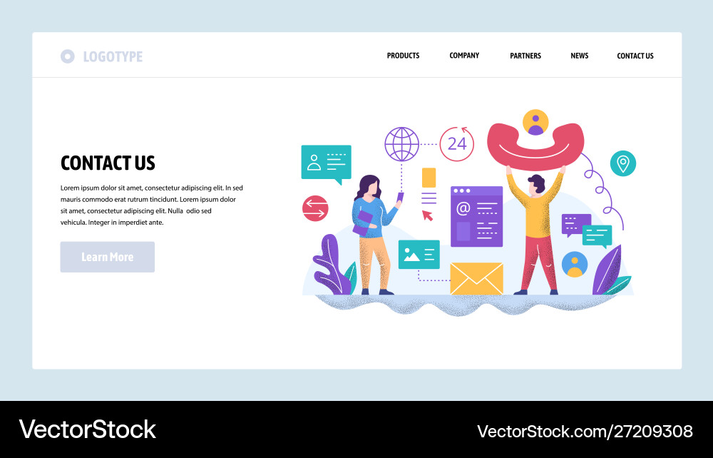Call Center Website Template vector image