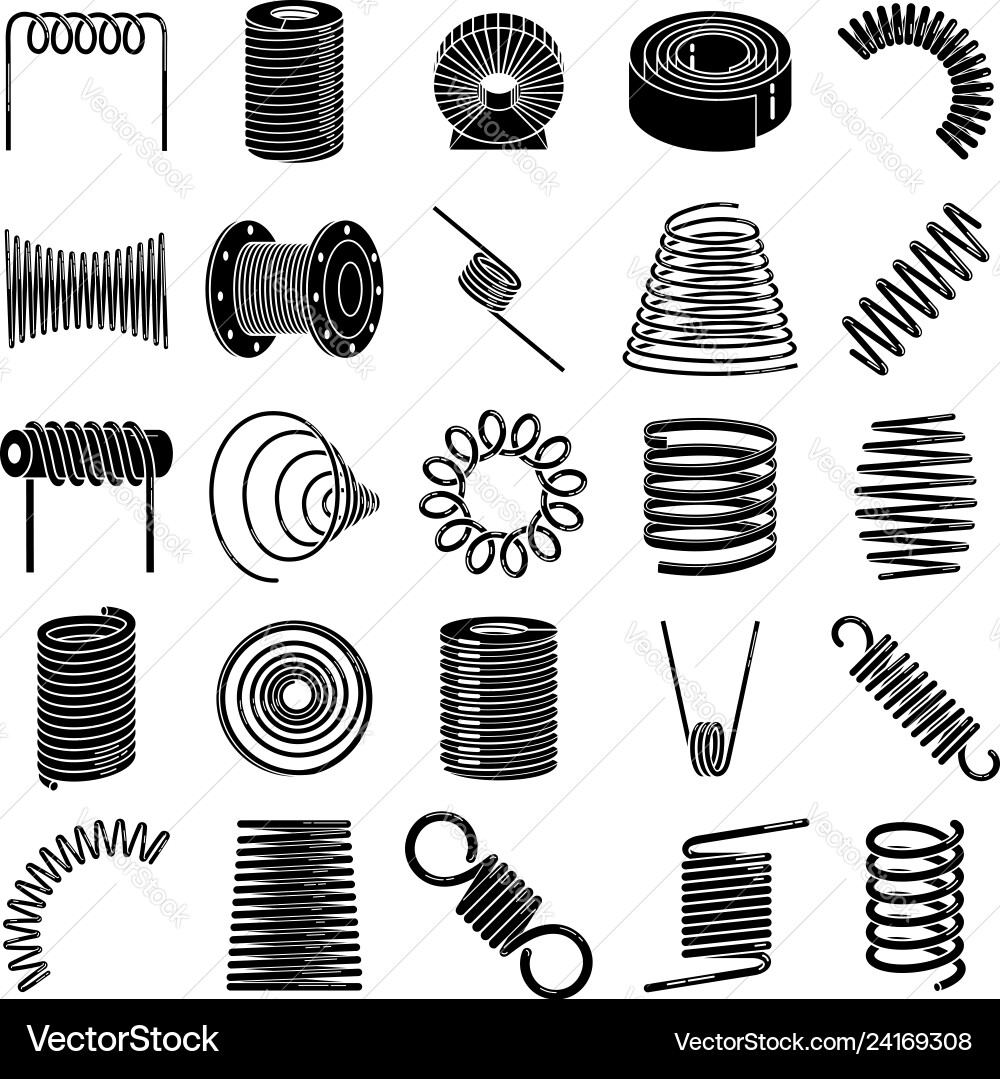 Coil icons set simple style Coil icons set simple style vector image