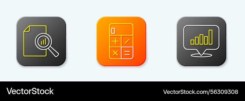 Data & Charts: Document, Graph, Calculator Icon Se vector image