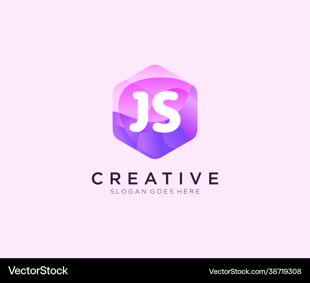 Js initial logo with colorful hexagon modern Js initial logo with colorful hexagon modern Vector Image