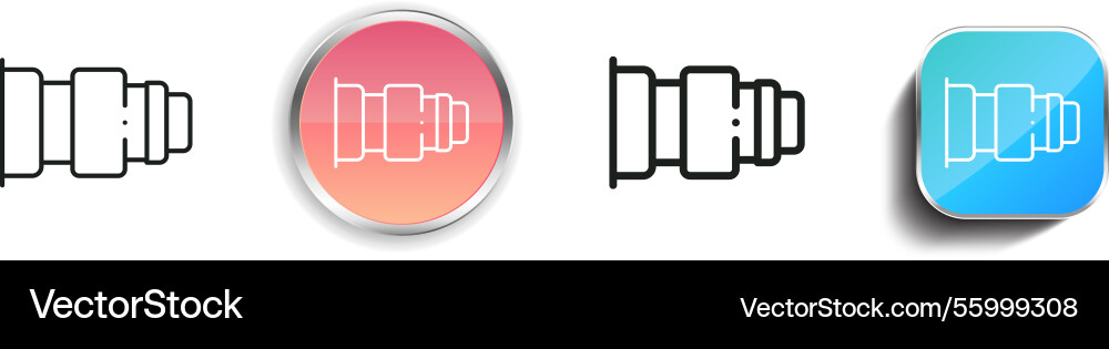 Lens icon thin linear regular and button style Lens icon thin linear regular and button style vector image
