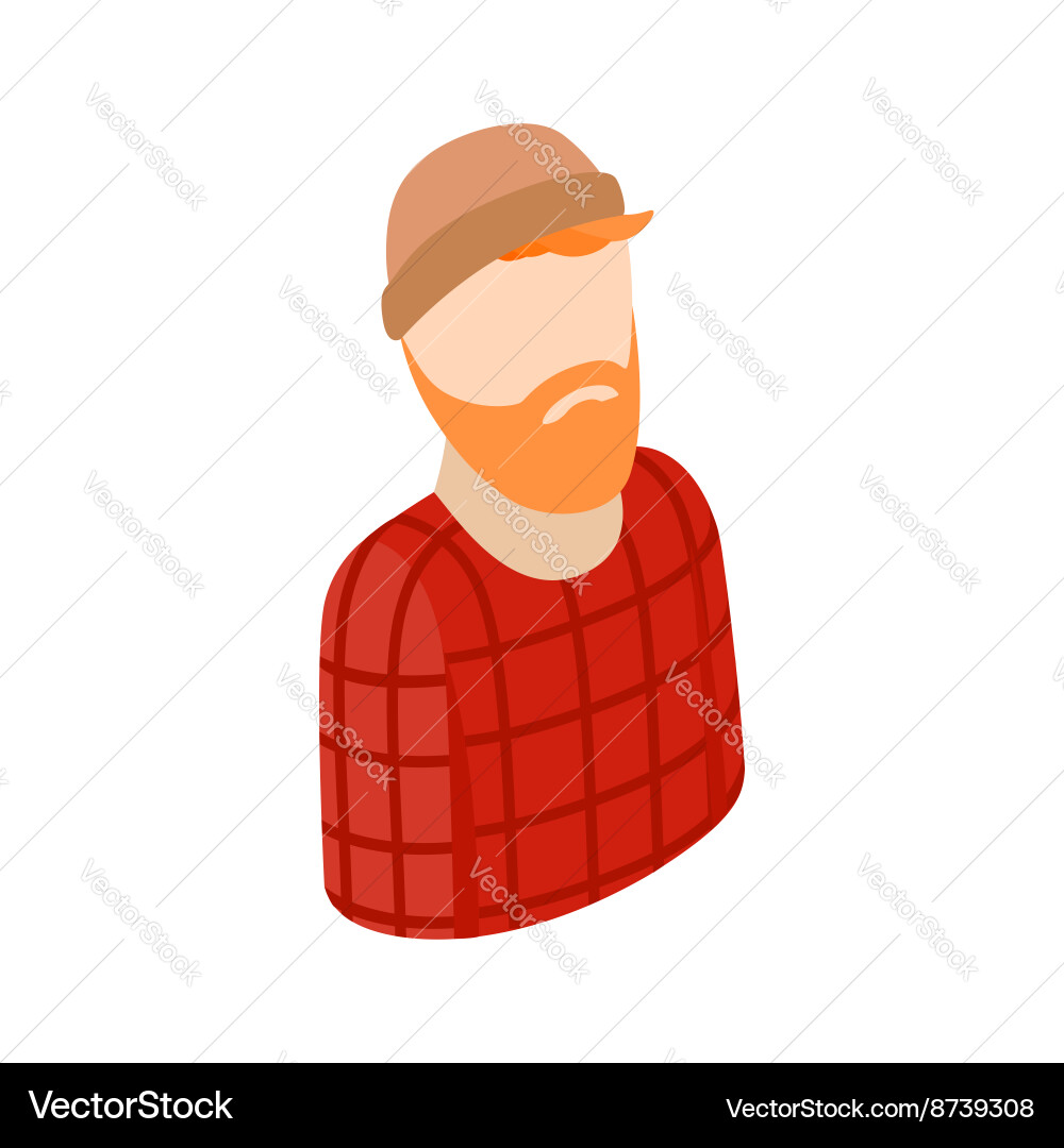 Man with a beard in hat icon isometric 3d style vector image