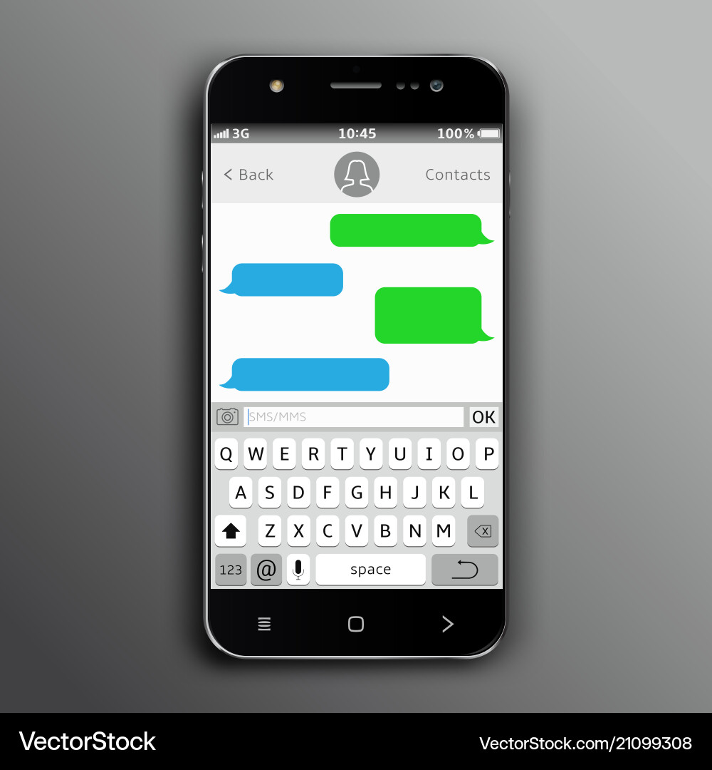 Mobile phone with sms chat vector image