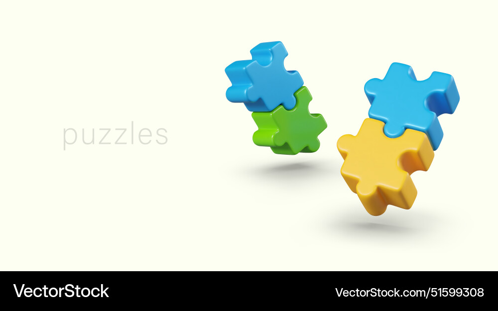 Realistic colored puzzles finding required part Vector Image