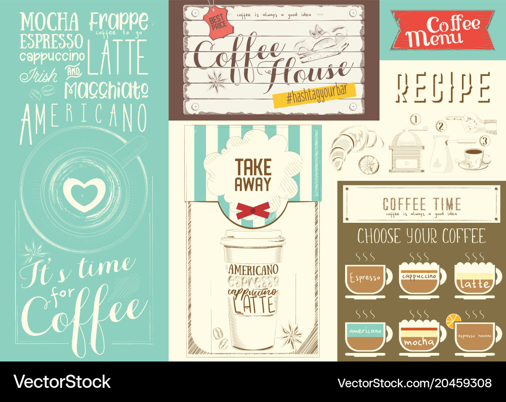 Retro Coffee Menu Placemat Vector Image