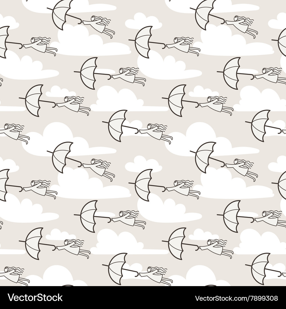 Seamless pattern with umbrellas flying Vector Image