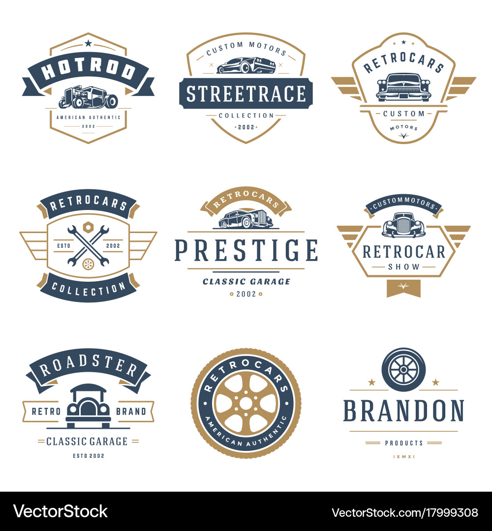 Vintage Car Emblems & Badges Vector Image