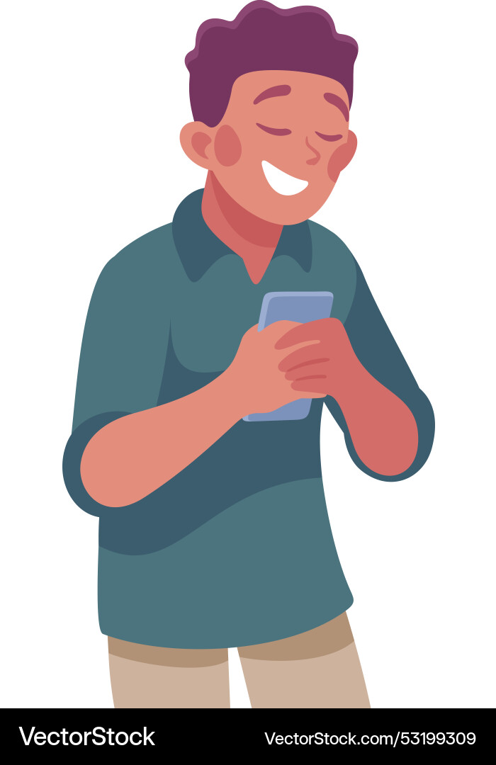 Man character use mobile smartphone device Man character use mobile smartphone device vector image