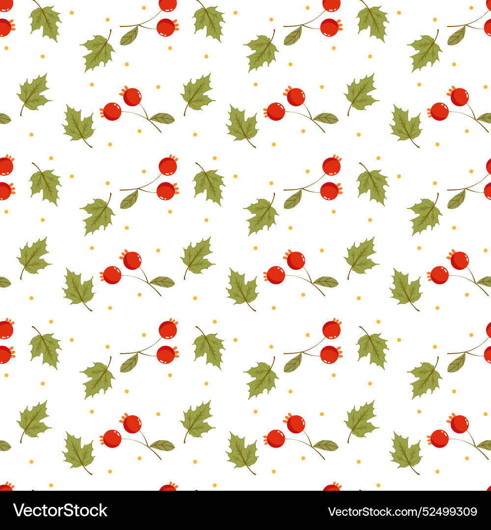Seamless pattern with berries and maple leaf Vector Image