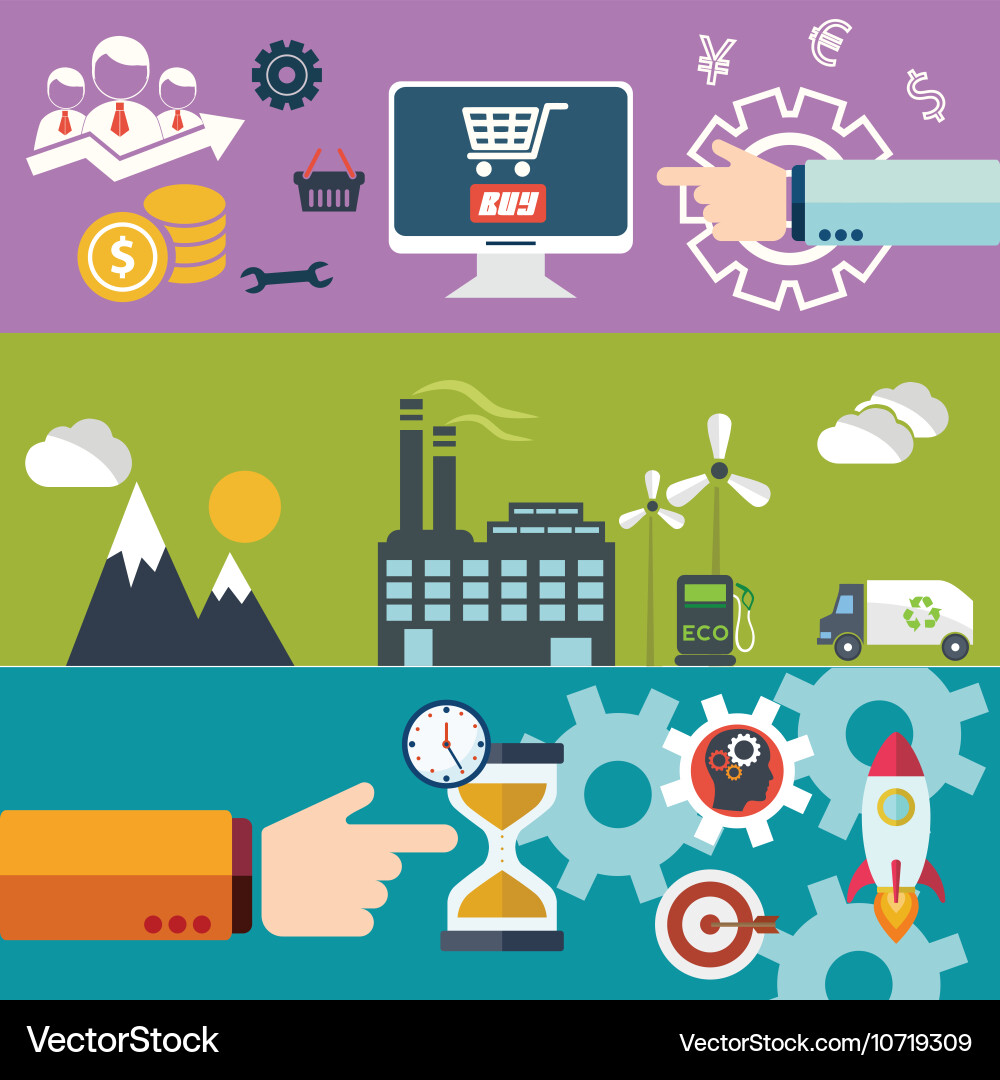 Set of flat design concepts Vector Image