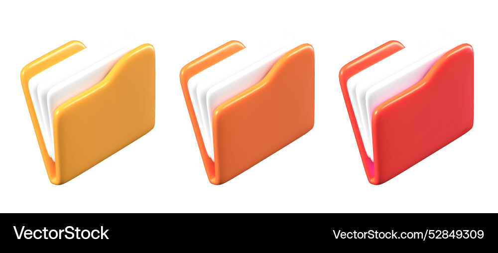 Set of realistic folders with documents Set of realistic folders with documents vector image