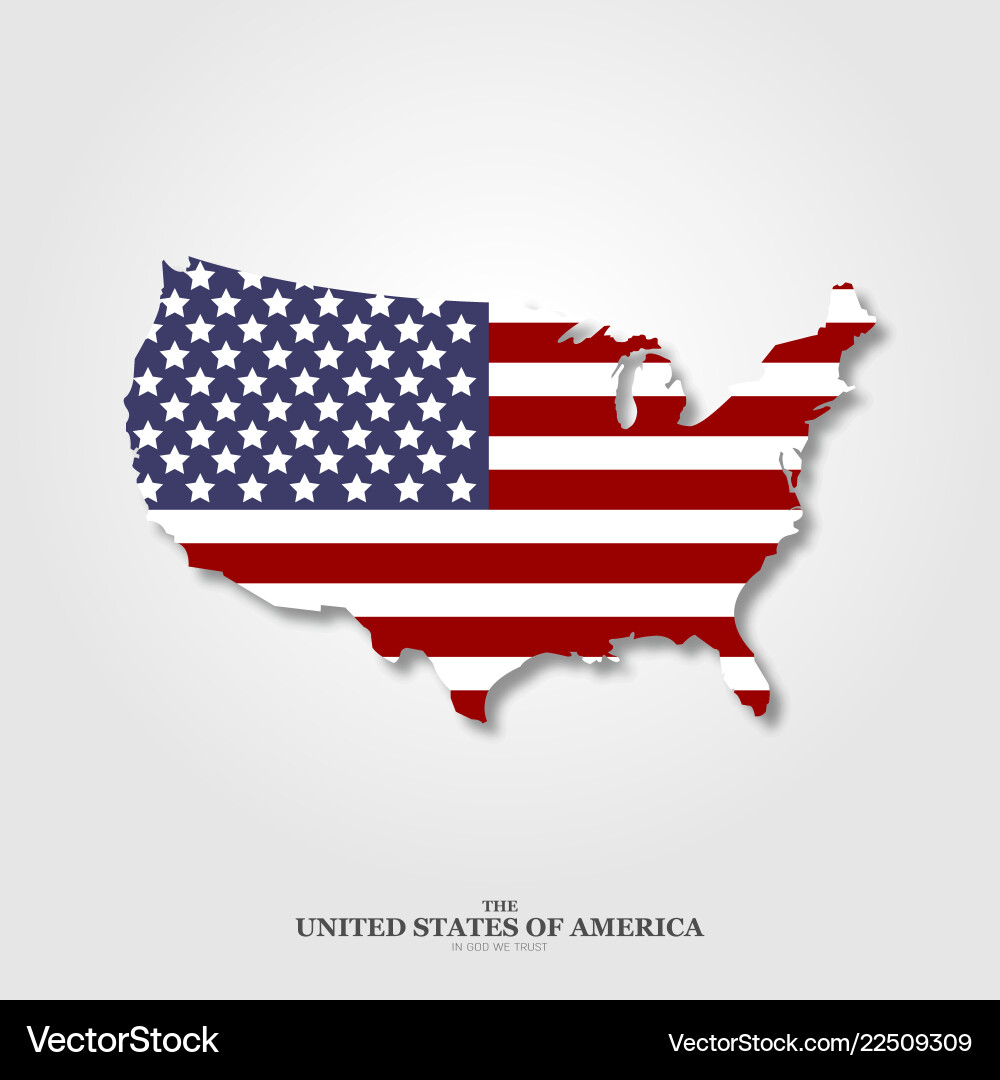 Usa map flag with shadow on light background Usa map flag with shadow on light background vector image