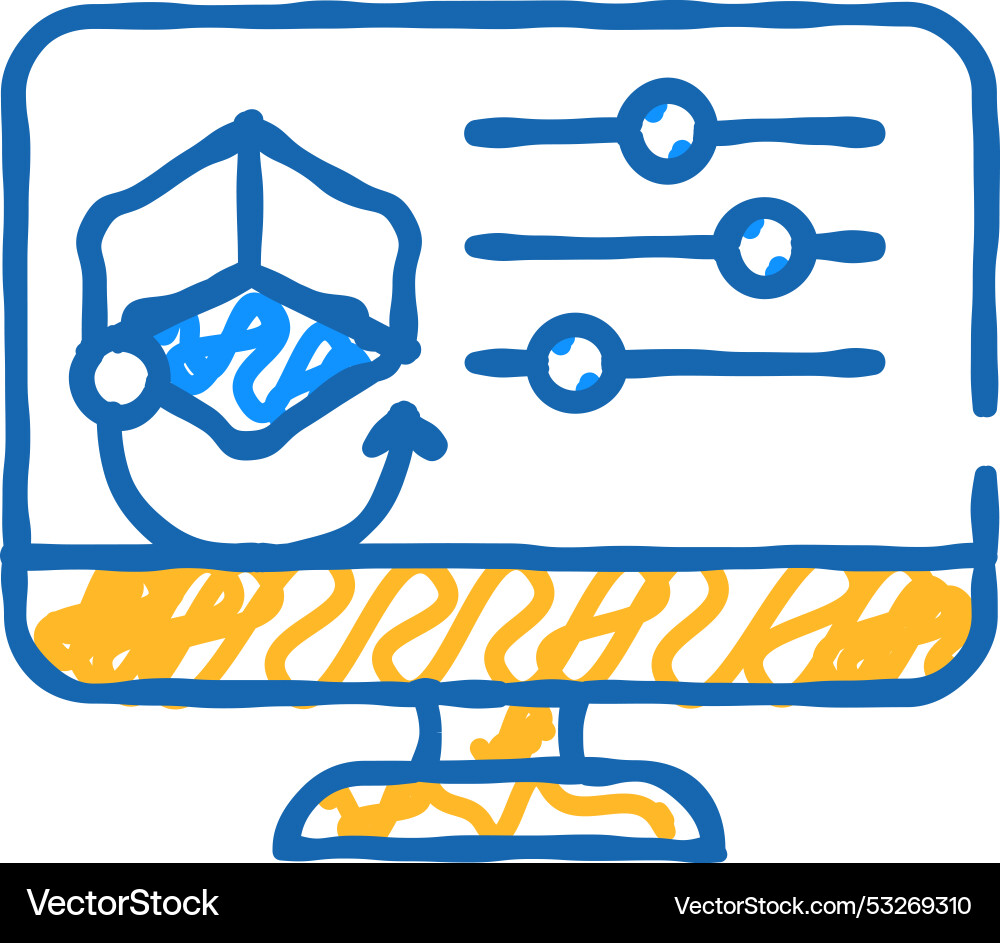 3d object settings icon doodle 3d object settings icon doodle vector image