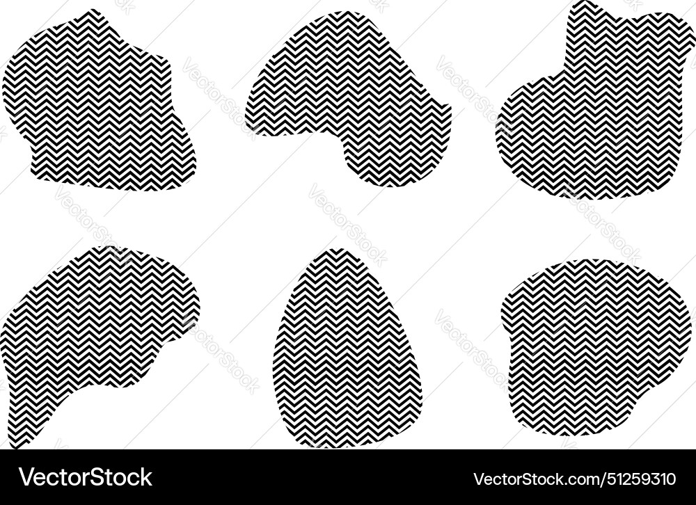 Blobs fluid shapes with zig zag stripes pictogram Vector Image