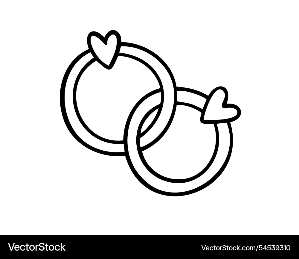 Bonded wedding rings doodle hand drawn icon Bonded wedding rings doodle hand drawn icon vector image