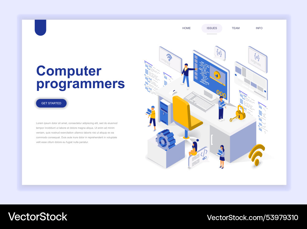 Computer programmers modern flat design isometric Computer programmers modern flat design isometric vector image