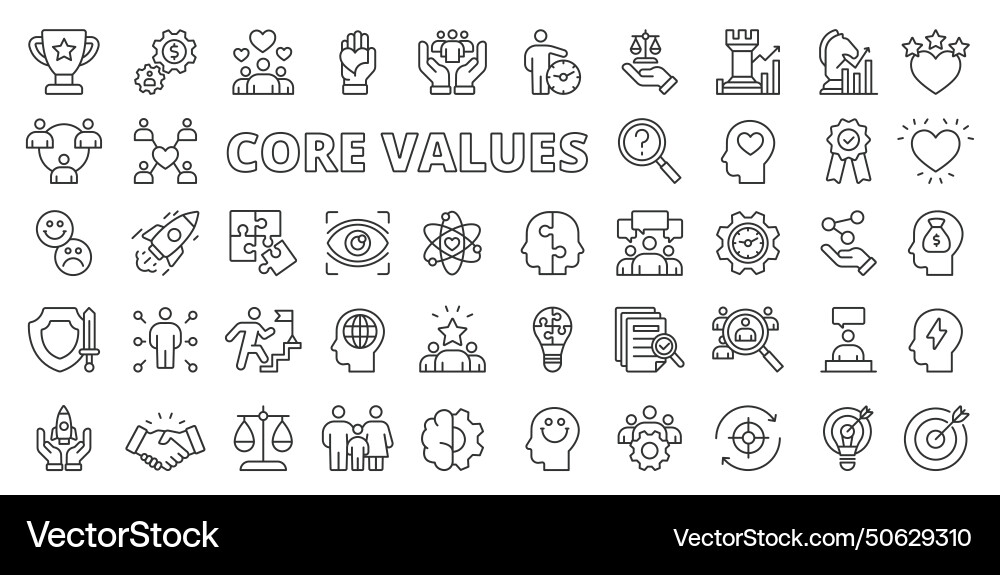 Core Values Icons - Growth & Strategy Vector Image