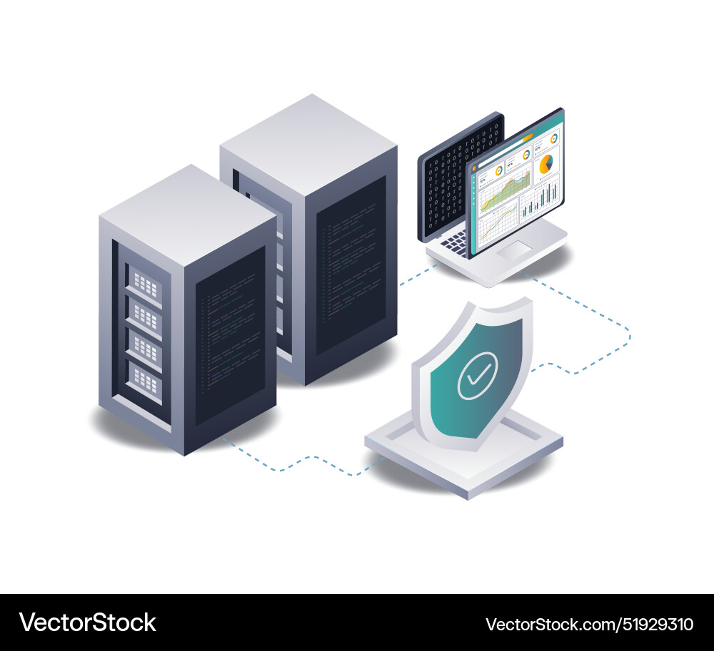 Data security analysis of server system technology Data security analysis of server system technology vector image