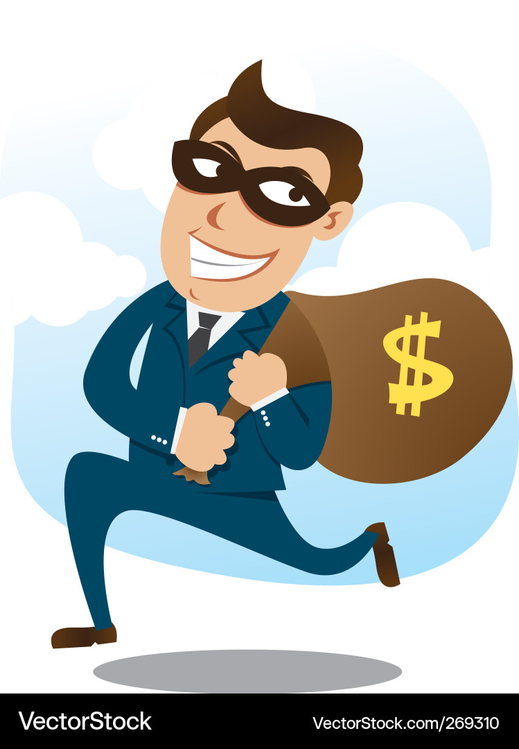 Man Robbing with Suit and Bag Vector Image