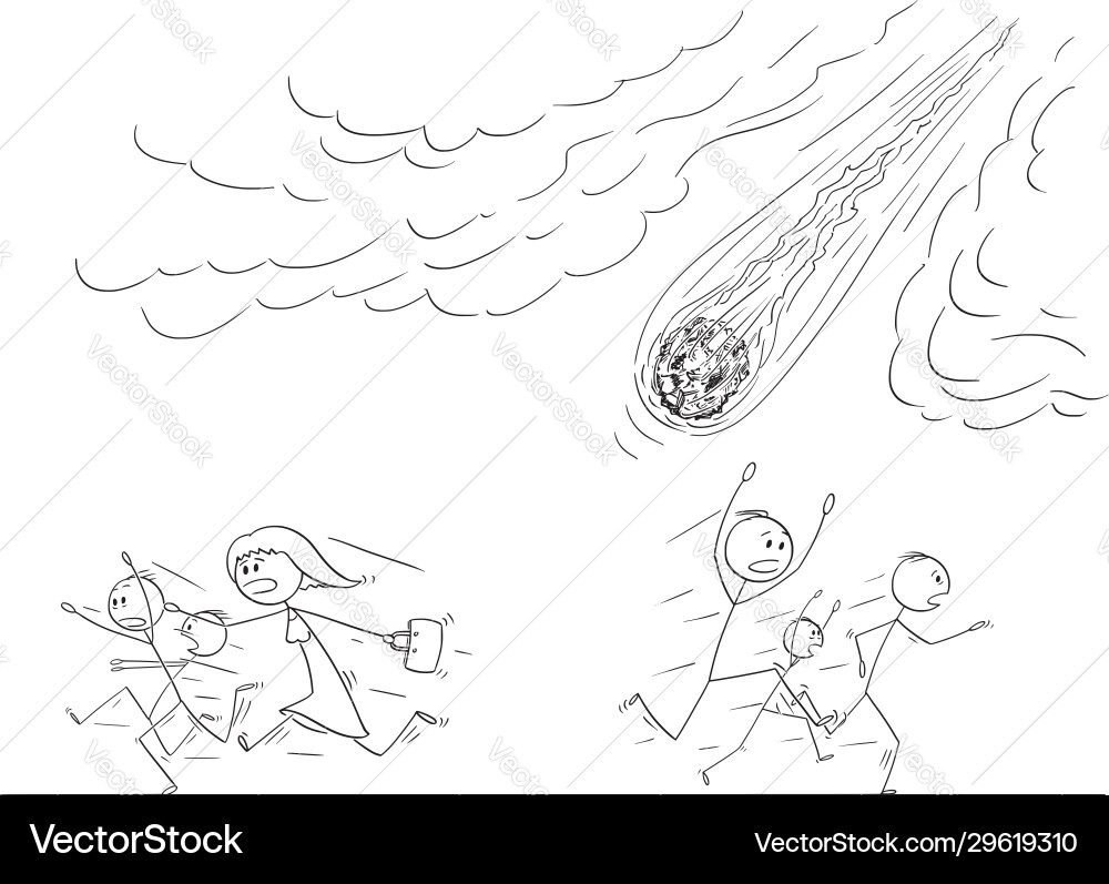 Panic Run from Falling Meteor vector image